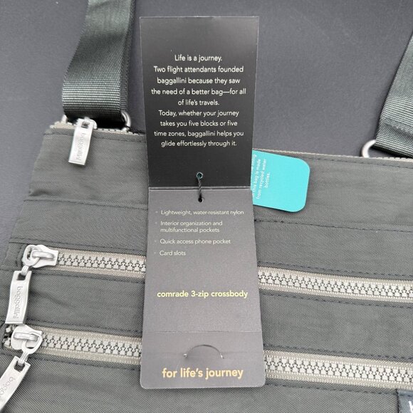 Baggallini Comrade 3-Zip Crossbody Bag Gray Lightweight Adjustable Strap - Picture 6 of 12